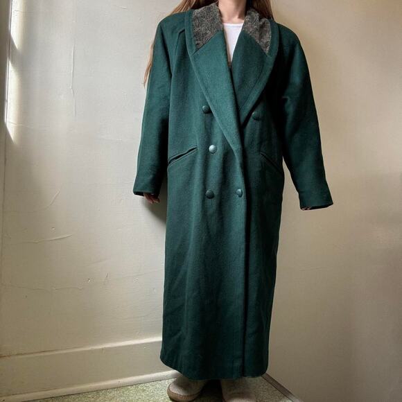 Vintage Donnybrook Green Long Double Breasted Coat Menswear - Picture 3 of 4